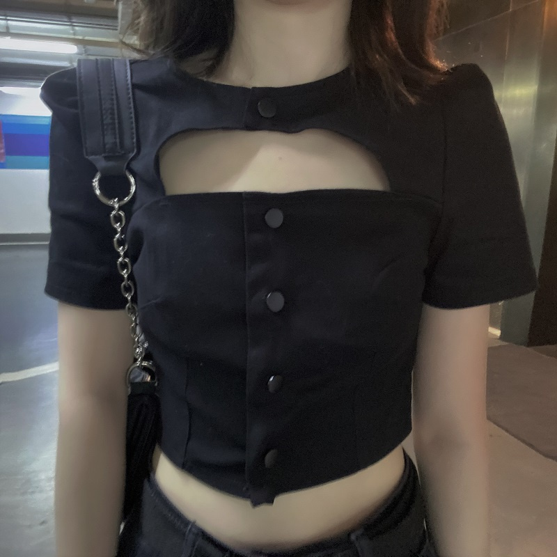 Áo croptop SUXI ngắn tay eo cao thời trang mùa hè dành cho nữ