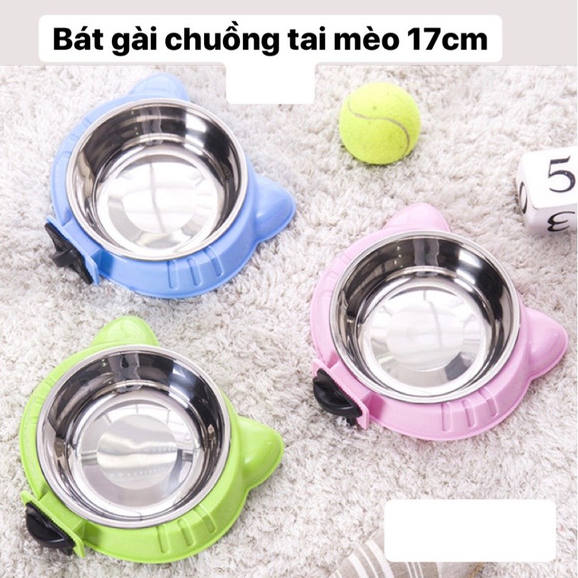 Bát Ăn Gắn Chuồng Cài Lồng Lòng Inox cho Chó Mèo