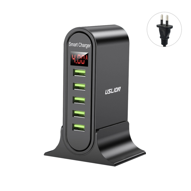 Đế Sạc Điện Thoại Để Bàn 5 Cổng USB Có Màn Hình LED Hiển Thị