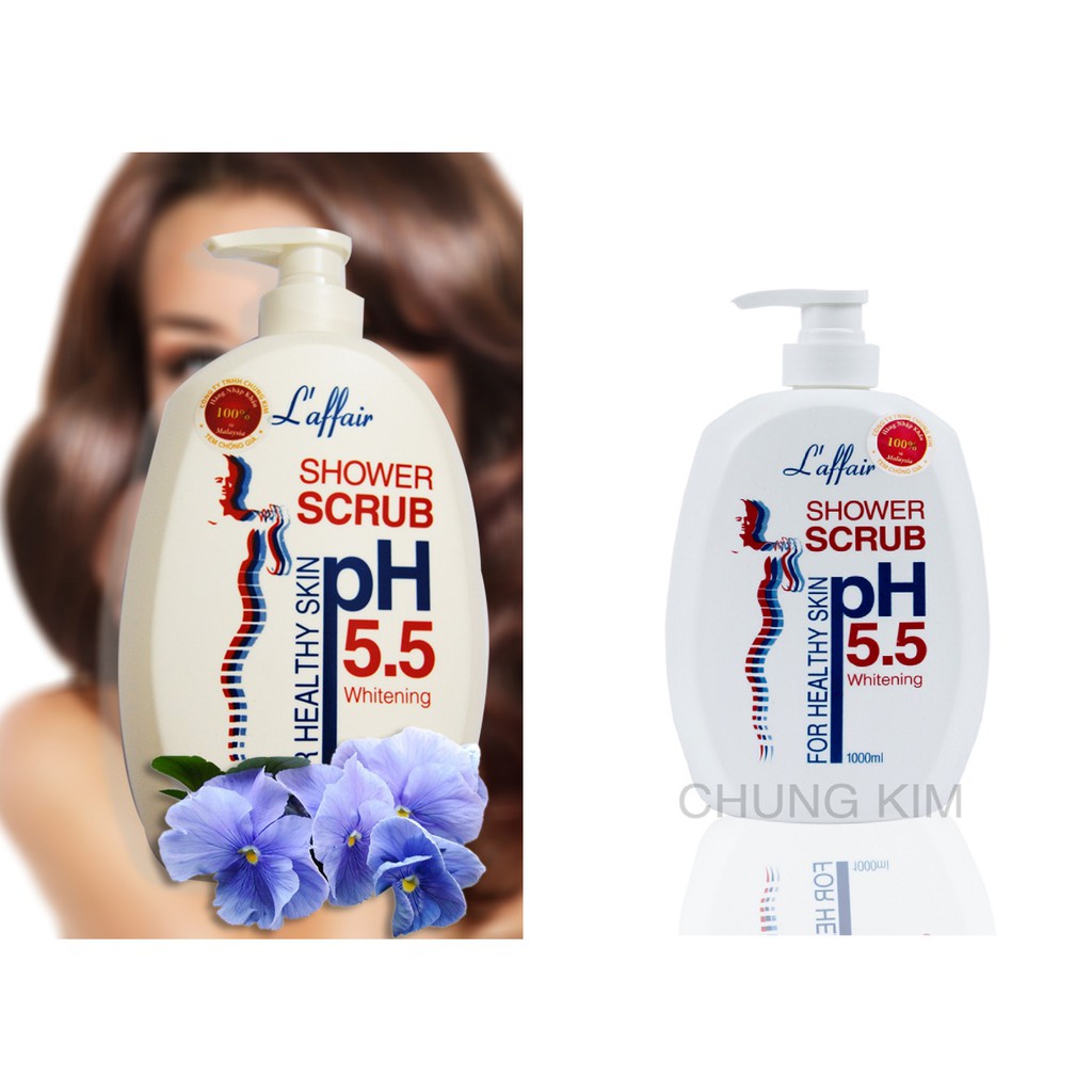 Sữa tắm dưỡng da -Sữa tắm L’affair pH 5.5 hạt cao cấp có tác dụng làm da sáng lên và tẩy sạch các vết nám