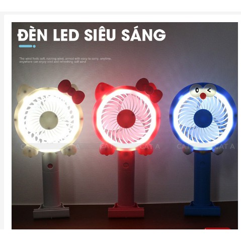 RẺ VÔ ĐỊCH - QUẠT CẦM TAY GẤP GỌN LED FAN 3 TỐC ĐỘ CÓ ĐÈN VÀ ĐẾ CẮM ĐIỆN THOẠI ĐA NĂNG