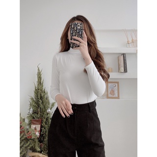 Áo thun dài tay nữ land's end cao cổ chất thun mỏng mềm mịn co giãn - taiga shop