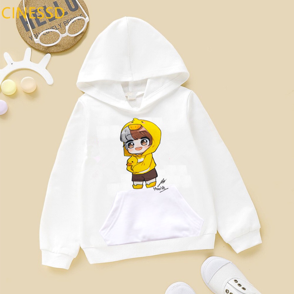 Áo Hoodie màu trắng in hình hero team cực chất đủ size cho bé trai bé gái