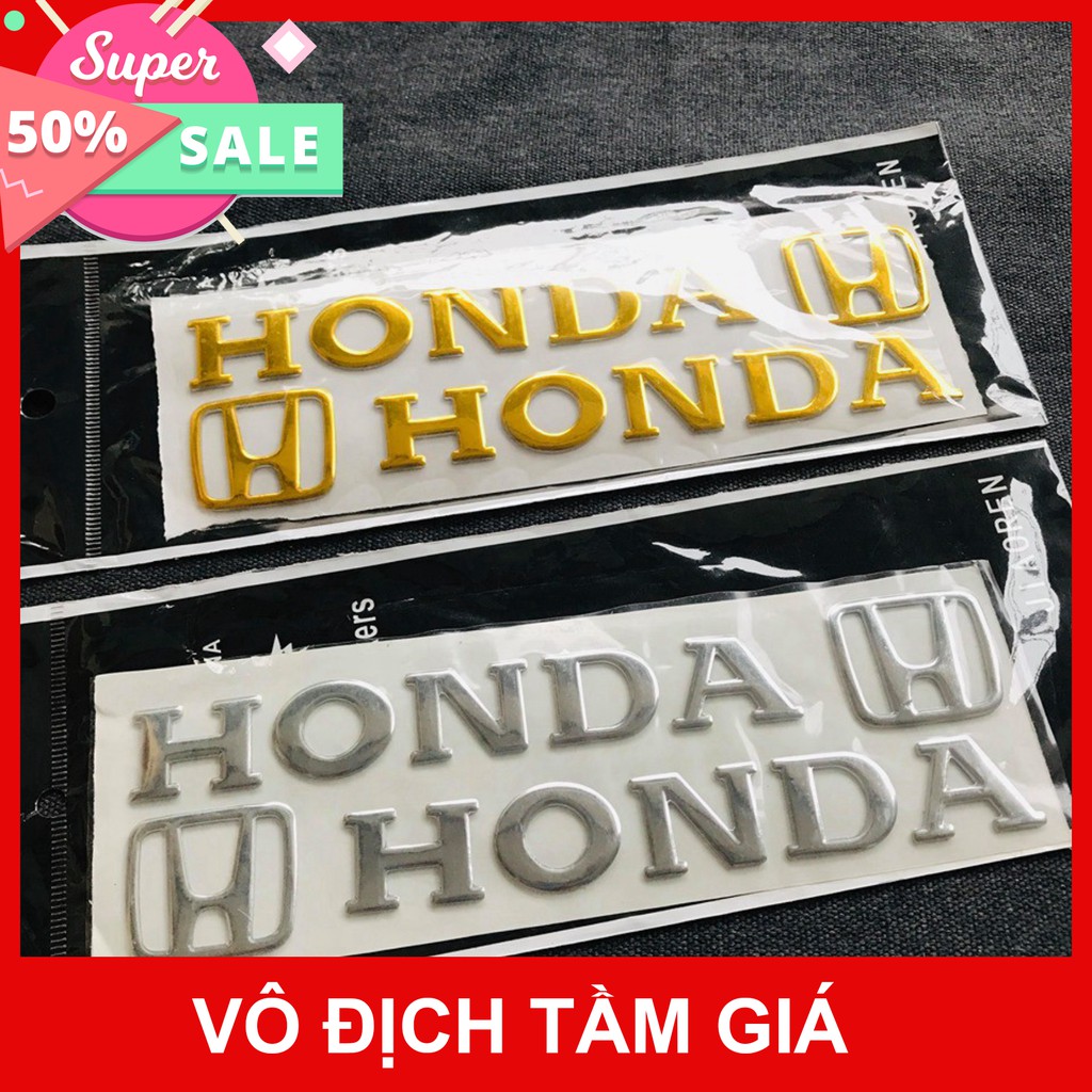 [GIÁ GỐC] CẶP TEM DÁN XE MÁY CHỮ NỔI LOGO HONDA TRANG TRÍ XE 2 MÀU LỰA CHỌN