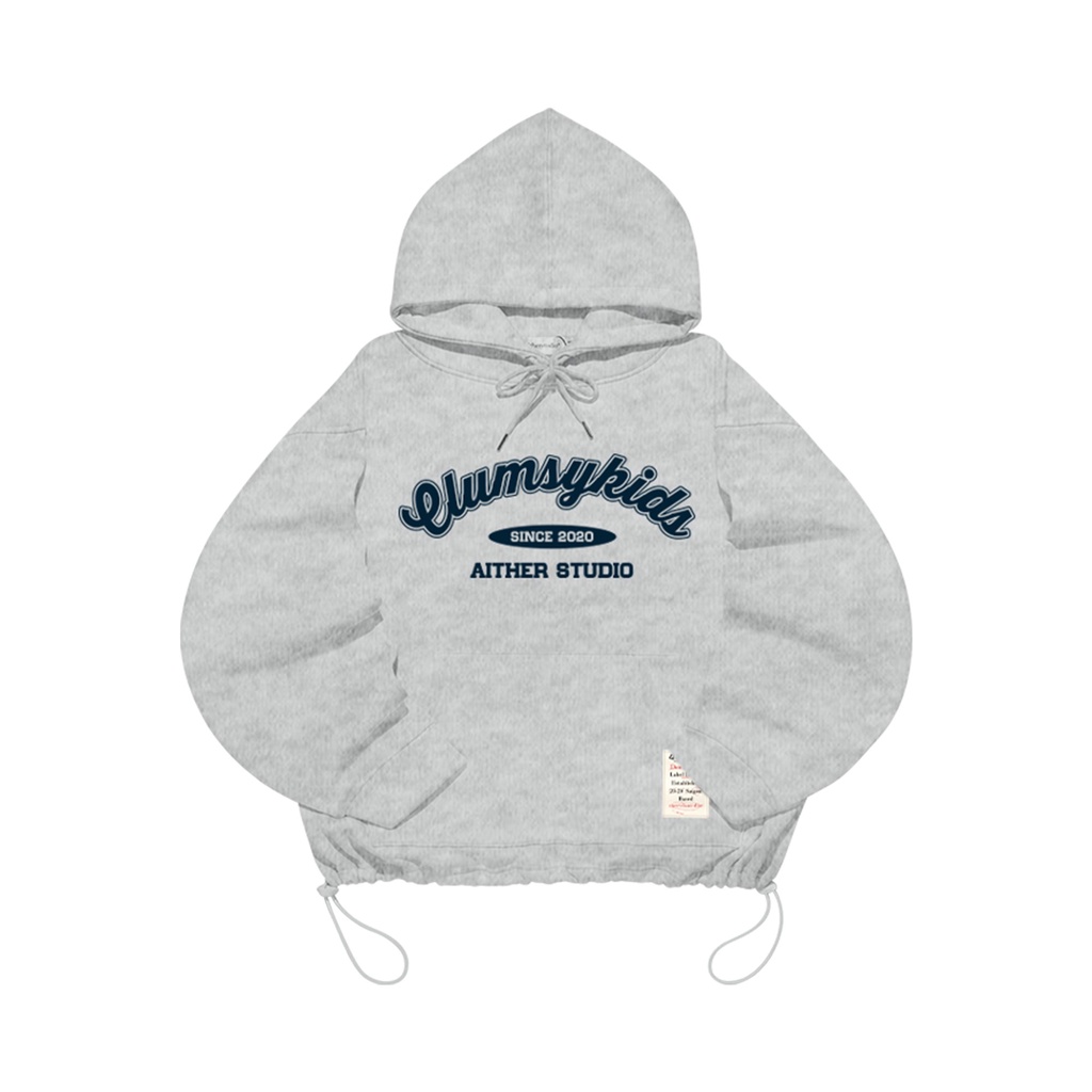 AITHER STUDIO Áo Hoodie Clumsy thêu nổi màu Xám