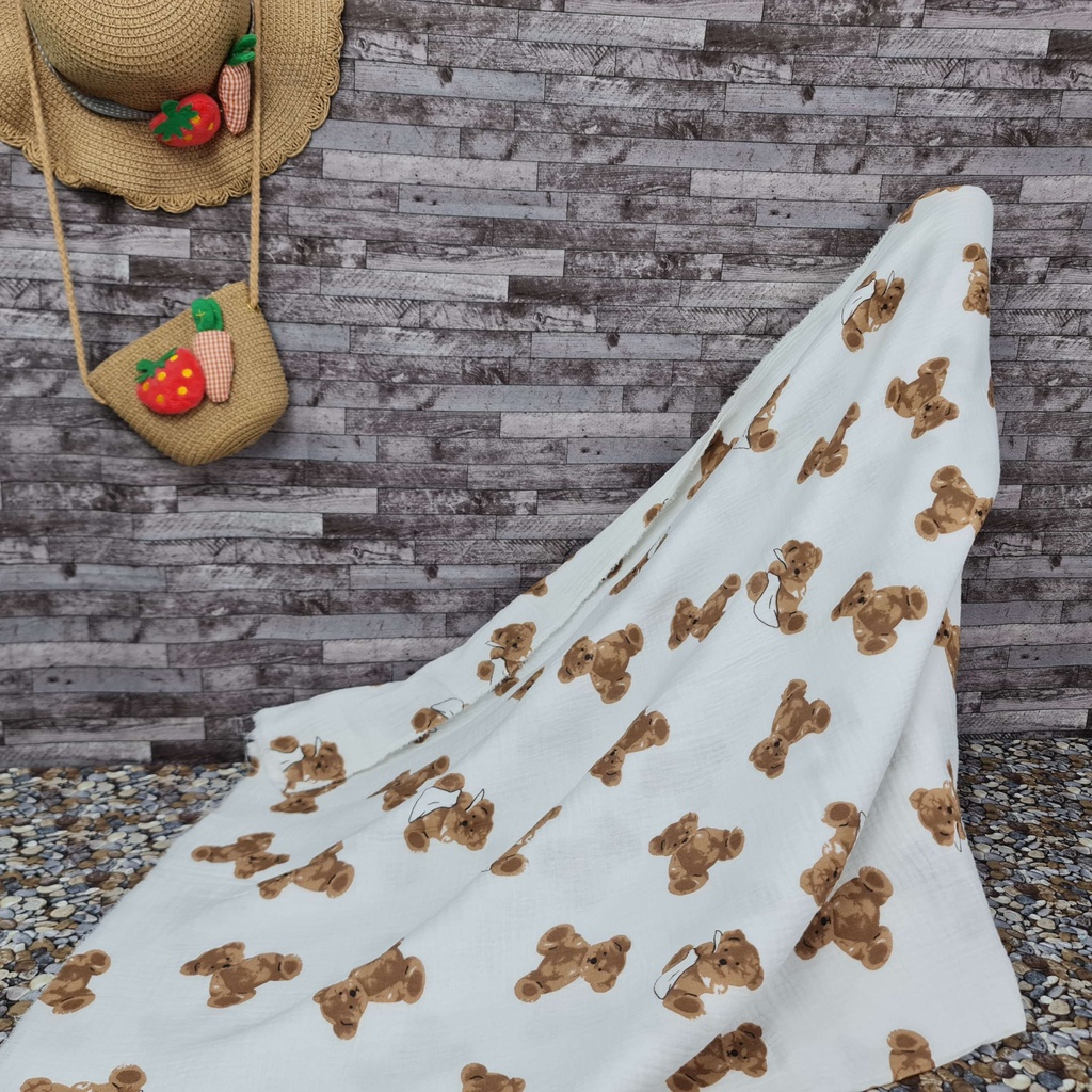 Vải Xô Muslin 2 lớp cao cấp - Bộ sưu tập các mẫu gấu