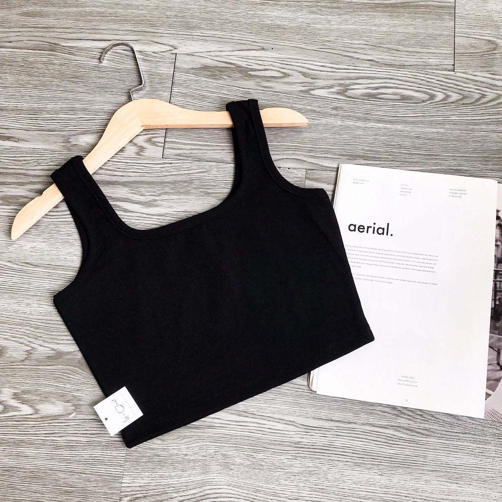 Áo thun croptop nữ, Croptop 2 dây bảng to , thun cotton dày mặc kèm khoác, form ôm body, sexy, sát nách