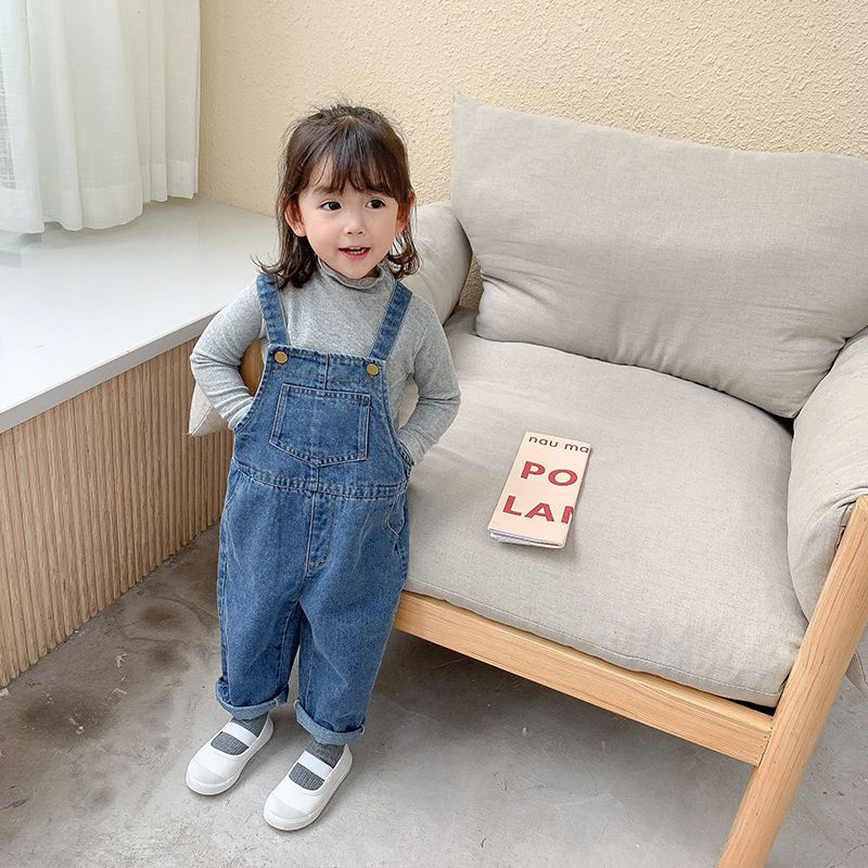 IQ ANGEL Quần yếm denim phong cách thời trang Hàn Quốc dành cho bé gái