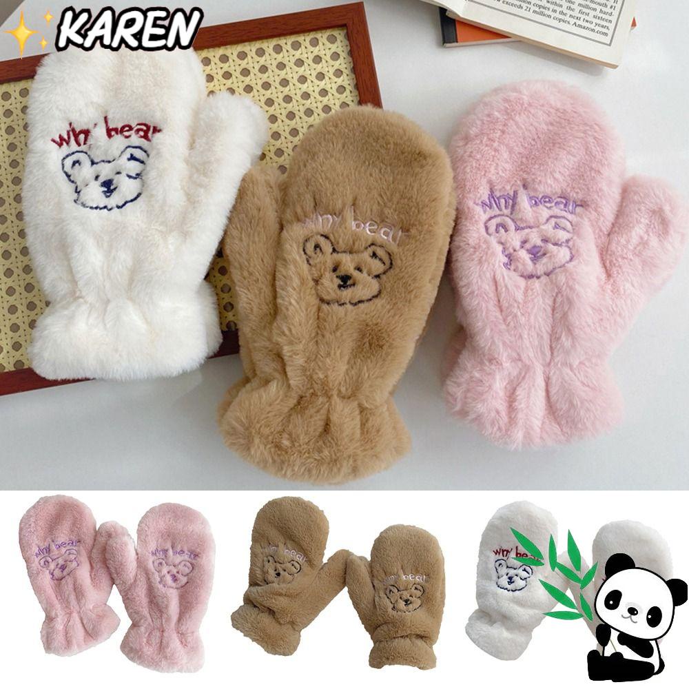 Đôi Găng Tay Thêu Hình Gấu Xinh Xắn