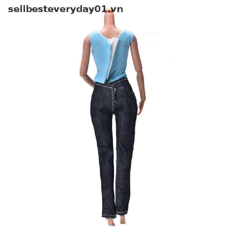 Set đồ 3 mảnh gồm áo sát nách áo khoác lông màu tím và quần dài trang trí cho búp bê Barbie