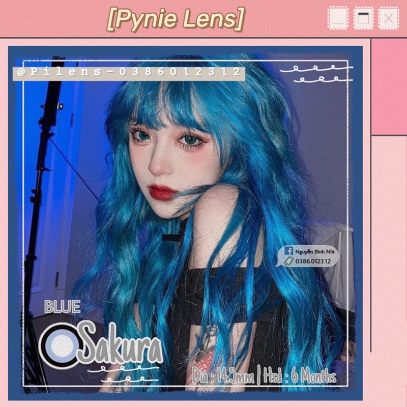 🌧 𝐿𝑒𝑛𝑠 𝑆𝑎𝑘𝑢𝑟𝑎 𝐵𝑙𝑢𝑒 - Xanh tây giãn to makeup cosplay  siêu xinh 🎀