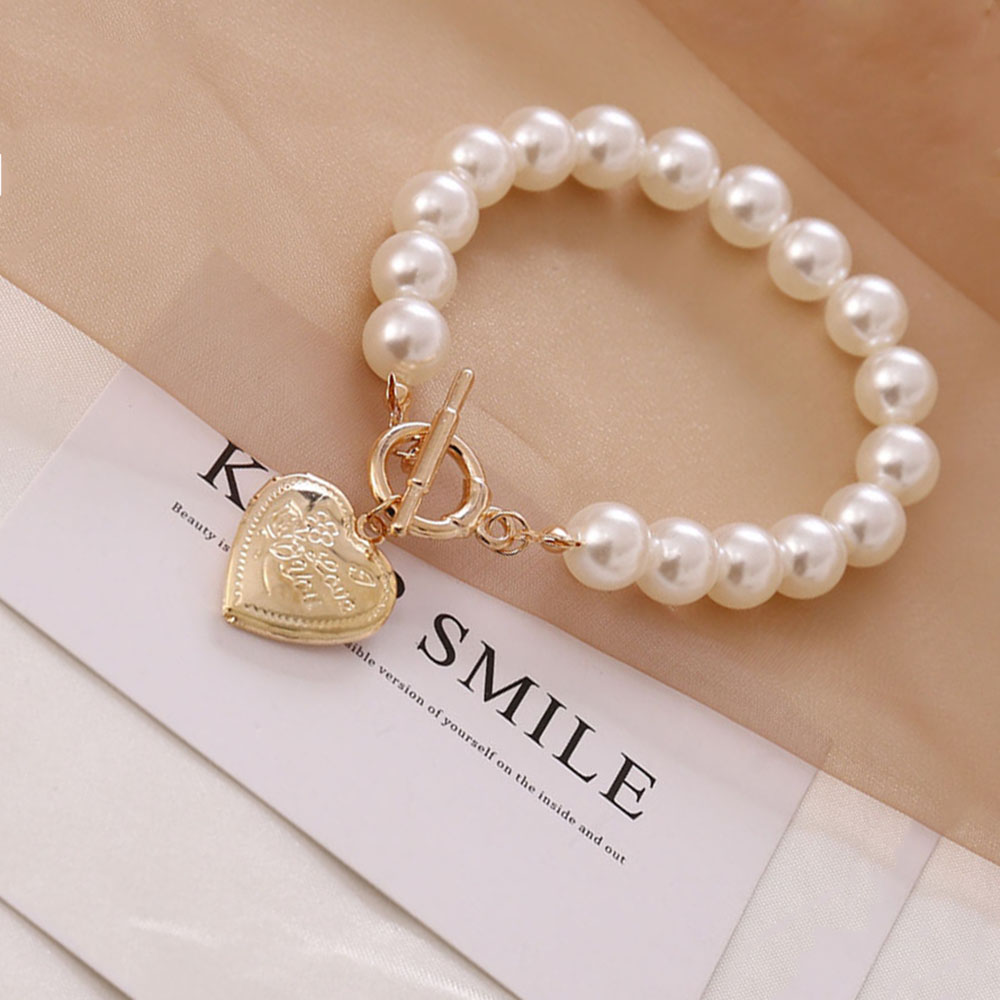 OT Dây Chuyền Mặt Trái Tim Đính Ngọc Trai Nhân Tạo Thời Trang