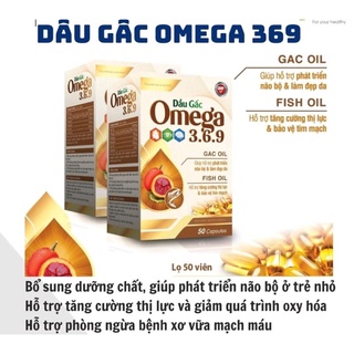 Dầu gấc Omega 3-6-9 , bổ sung vitamin làm đẹp da chống lão hóa nhức mỏi mắt, hộp 50 viên