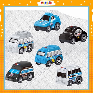 Ô tô đồ chơi bộ 6 xe cảnh sát mô hình bánh đà mini cho bé hunato oto7