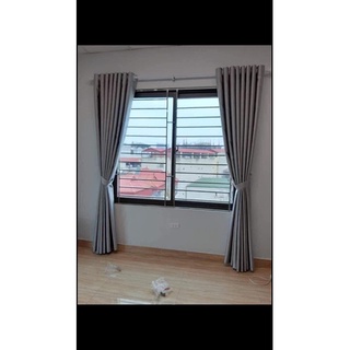 Combo 2 tấm rèm rộng 3m cao 3,2m màu ghi và bộ thanh treo dài 3,8m