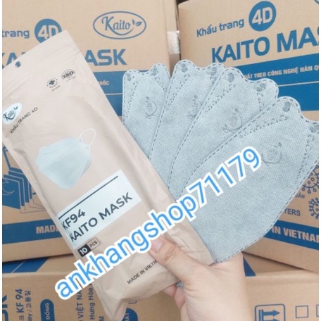 Set 10 Chiếc Khẩu Trang 4 Lớp KF94 KAITO chống bụi Mịn và Kháng Khuẩn Hàng Cao Cấp Hàn Quốc không mùi chuẩn 4D