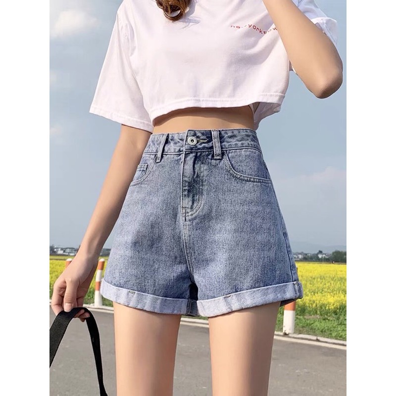 Quần sooc bò jean nữ quần shorts bò jean nữ cạp cao hot 2021