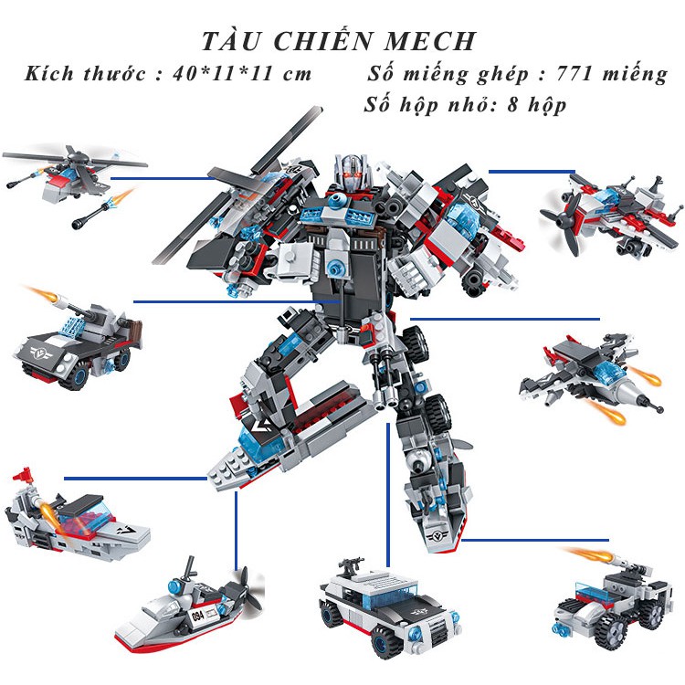 Đồ Chơi Lắp Ráp Trẻ Em -TÀU CHIẾN MECH-ROBOT Cao 40 cm