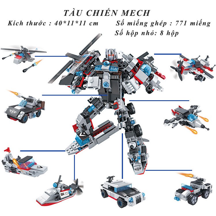 Đồ Chơi Lắp Ráp Trẻ Em -TÀU CHIẾN MECH-ROBOT Cao 40 cm - LEGOSTYLE