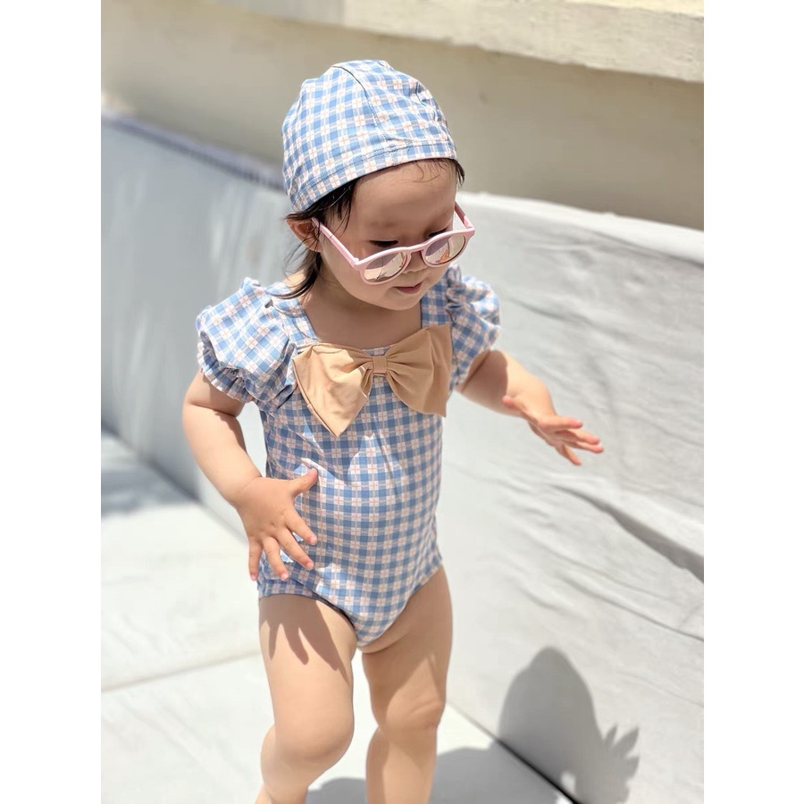 Sale đồ bơi bé gái_Bikini cho bé kèm mũ tròn xinh xắn(BOI G)