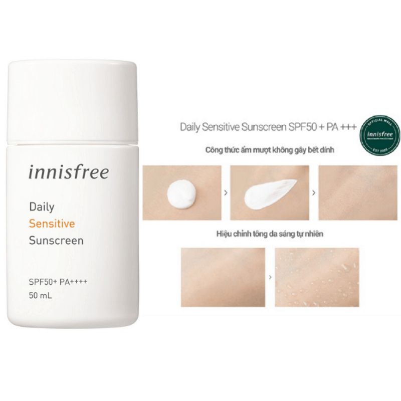 Kem Chống Nắng Dành Cho Da Nhạy Cảm Innisfree Daily Sensitive Sunscreen SPF50+ PA ++++ 50ml