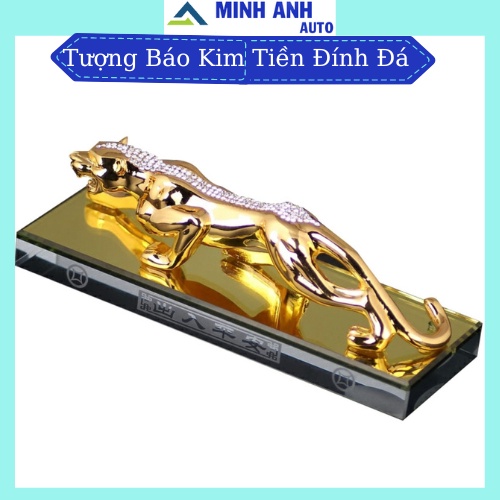 Tượng Báo Đính Đá Mạ Vàng Trang Trí Tapo Ô Tô Cao Cấp Chất Liệu Kim Loại Kẽm