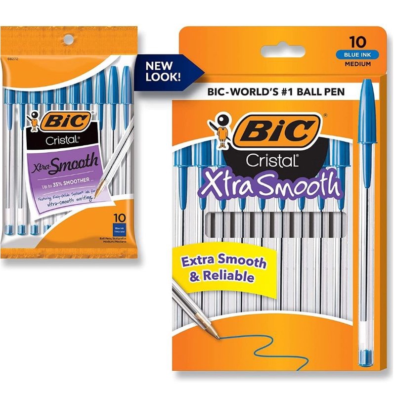 Combo 10-20-30 cây Bút bi Bút Bic xanh giá sỉ -  Bic Cristal Xtra Smooth Ball Point Pen, cỡ ngòi 1.0 mm