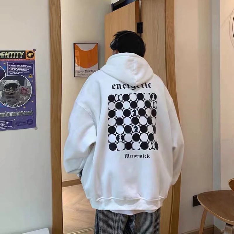 Áo hoodie tay dài dáng rộng in chữ phong cách Hàn Quốc thời trang thu đông cho nam
