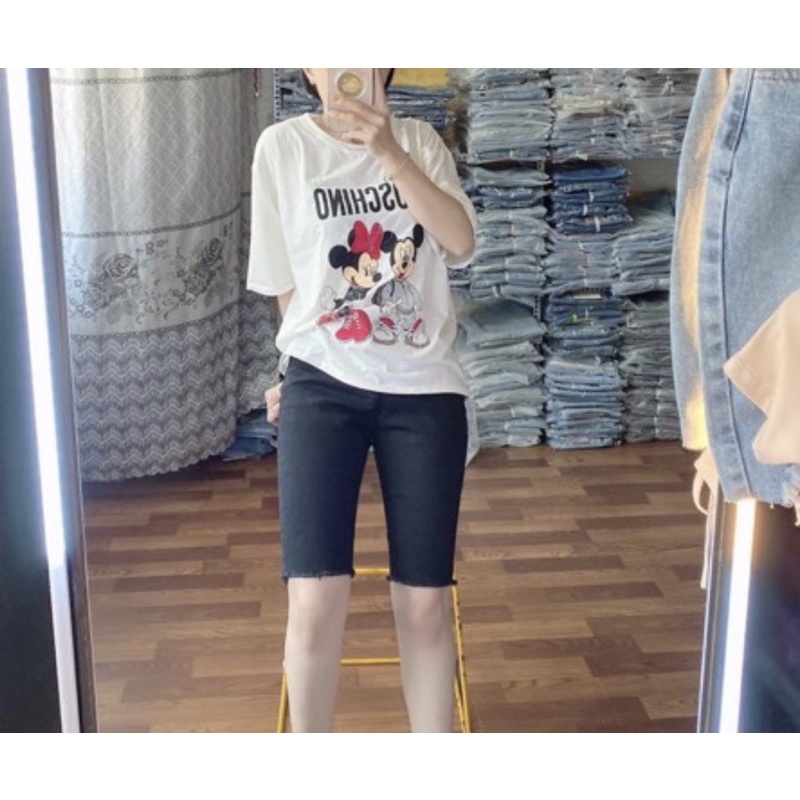 [Bigsize 32-36] Quần Jean Ngố Đen Trơn Tua Lai Lưng Siêu Cao - Co Giãn Mạnh