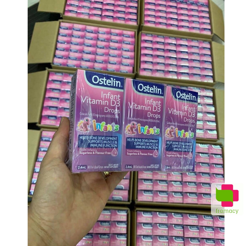 Vitamin Ostelin D3 Liquid/ Drops, Úc (20ml bé từ 6 tháng/ 2.4ml bé từ sơ sinh) phát triển xương và răng cho trẻ