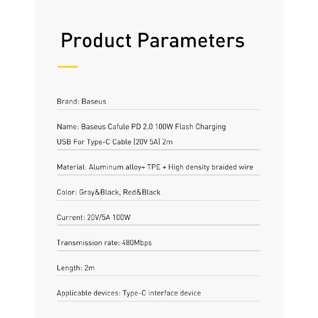 Dây Cáp Sạc Nhanh Baseus 5A 100W USB Type C 4.0 Type-C Cho Xiaomi 10 8 Pro Nintendo Switch Samsung S20 + Ultra Macbook USB Type-C