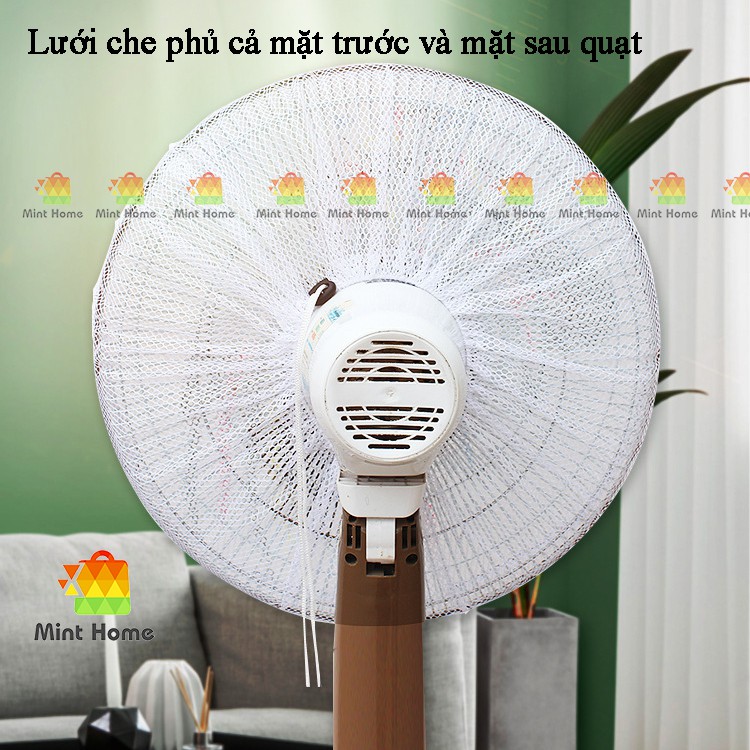 Lưới vải bọc lồng quạt máy có khóa dây rút an toàn cho bé ngăn bụi bẩn họa tiết hoạt hình thú dễ thương