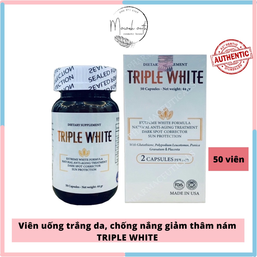 TRIPLE WHITE hỗ trợ trắng da, mờ nám, giảm thâm Hộp 50 viên