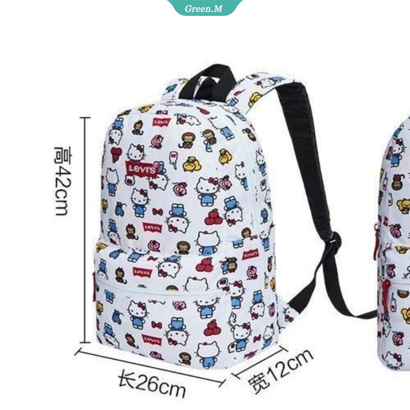 Ba Lô Đi Học Sức Chứa Lớn Họa Tiết Hoạt Hình Hello Kitty Sanrio Dễ Thương Cho Nữ