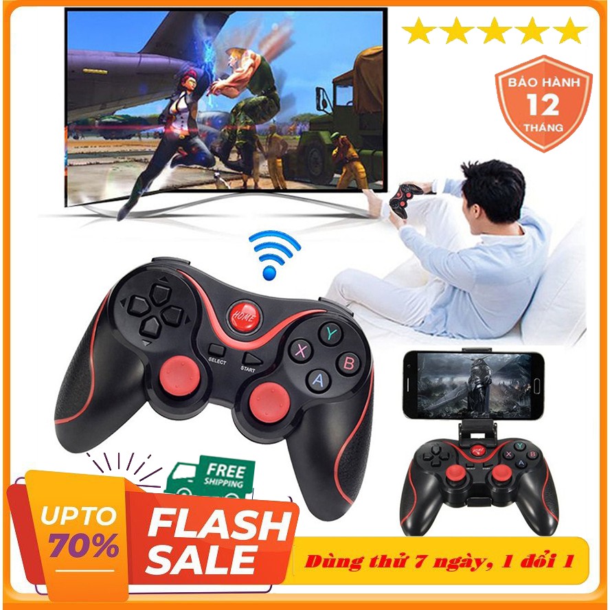 Tay Cầm Chơi Game Bluetooth Terios X3 Kèm Giá Đỡ Điện Thoại, Dây Sạc