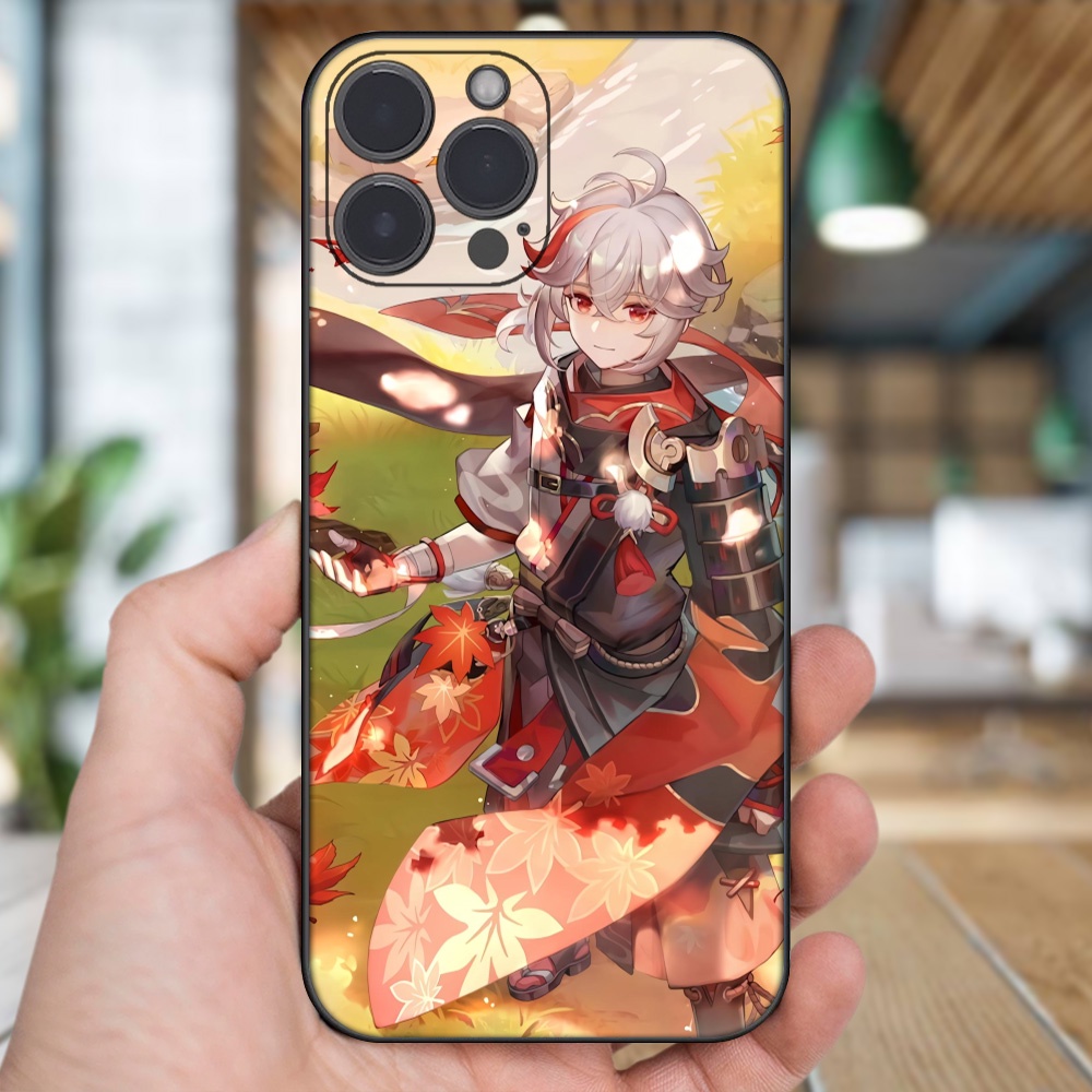 Ốp lưng iPhone 13 Pro Max dẻo đen cạnh vuông in hình Kazuha Genshin Impact