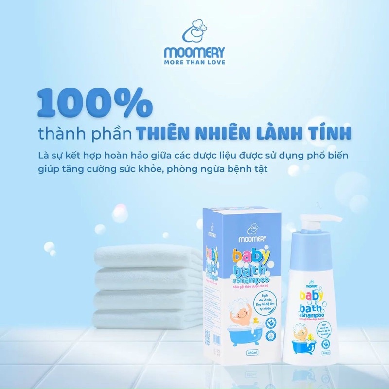 Sữa tắm gội thảo dược 2in1, bảo vệ làn da cho bé toàn diện của nhà Moomery Nhã Phương.