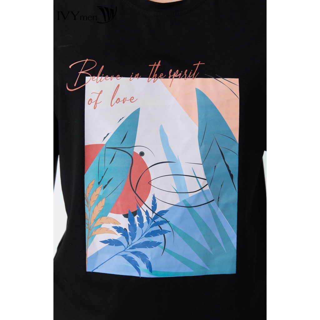 Áo thun nam đen dáng Regular fit IVY moda MS 57E3026