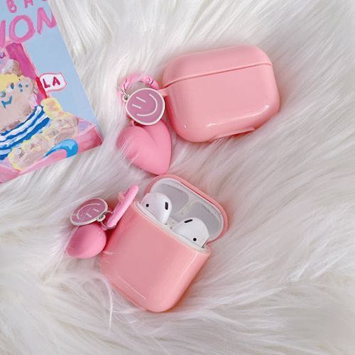 Vỏ Bảo Vệ Hộp Sạc Tai Nghe airpods 1 2 3 pro Bluetooth Bằng tpu Mềm Màu Hồng Tím Phối Dây Xích