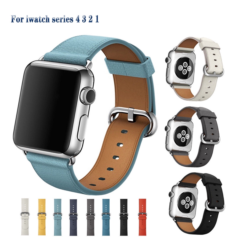 Dây đeo bằng da họa tiết quả vải 44 40 42 38 MM cho IWatch Series 1 2 3 4