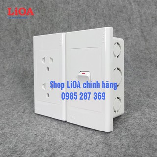 Mua Combo ổ cắm điện đôi 3 chấu LiOA 16A 3520W + 1 công tắc điện - Lắp âm tường