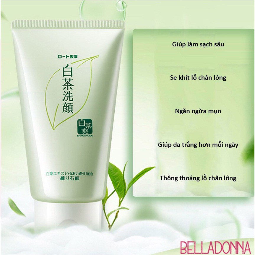 Sữa Rửa Mặt Trắng Da, Ngừa mụn Trà Xanh Rohto Shirochasou Green Tea 120ml