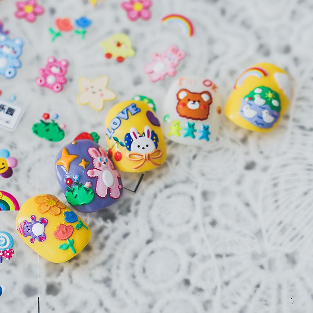 [Hàng mới về] Miếng dán móng trang trí kiểu dáng hoạt hình nhiều màu sắc dễ thương phong cách nhật bản diy