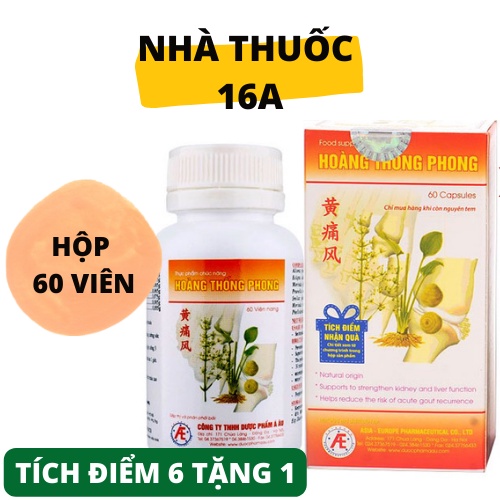 &lt;HỘP 60 VIÊN&gt; HOÀNG THỐNG PHONG - HỖ TRỢ GIẢM SƯNG ĐAU DO GOUT, GÚT DẠNG THẤP, GIẢM NỒNG ĐỘ ACID URIC