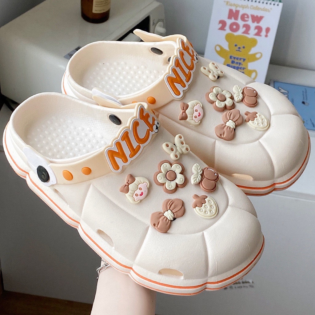 Dép Quai Ngang Đế Dày Chống Trượt Chzk HQ085 Họa Tiết Hoạt Hình Dễ Thương Cho Nữ