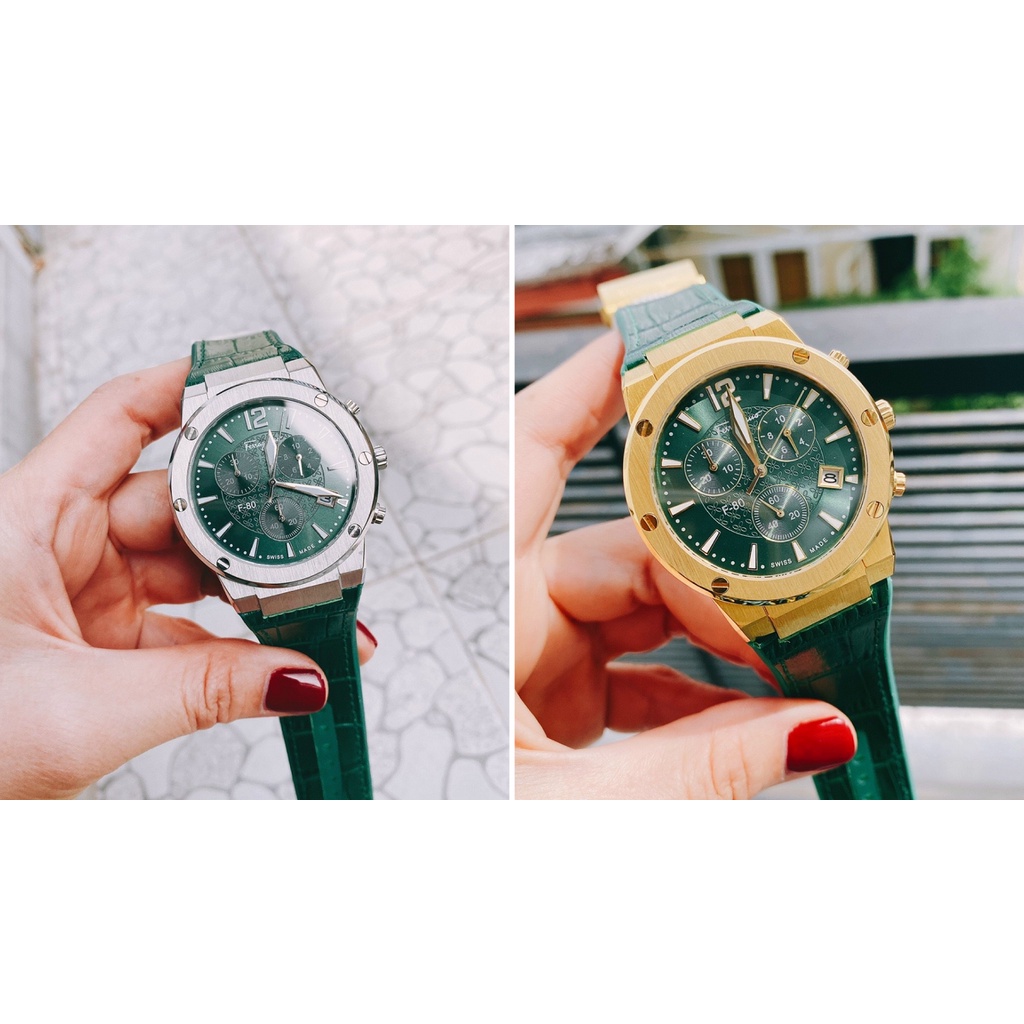 Đồng Hồ Nam Salvatore Ferragamo F80 Chronograph Dây Da Cao Su - Size 43mm - Máy Quartz