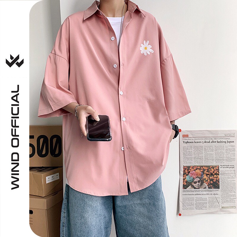 Áo sơ mi tay lỡ WIND unisex kaki form rộng Quốc Dân nam nữ oversize ulzzang | BigBuy360 - bigbuy360.vn