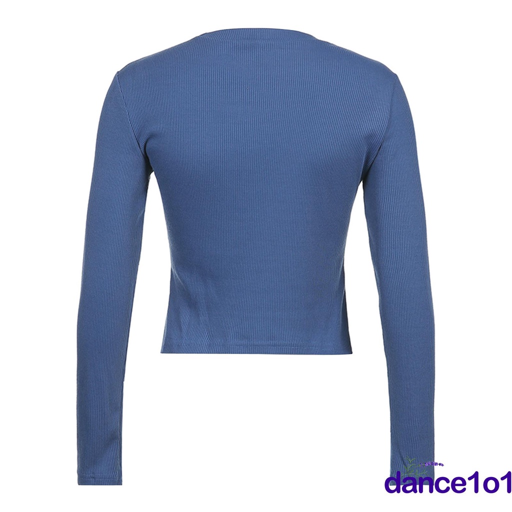 Áo thun tay dài cổ tròn in họa tiết cổ điển cho nữ