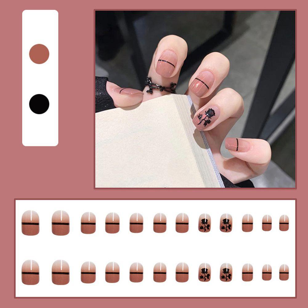 [Hàng mới về] Móng giả hình hoa/ trái tim tình yêu che phủ toàn diện nhấn dán lên móng phong cách Nhật Hàn thời trang