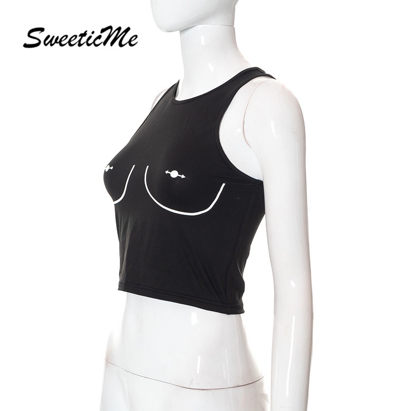 Áo Tank Top Không Tay Cổ Tròn In Họa Tiết Hàng Mới Dành Cho Nữ